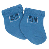 6-Pack Baby Boys "Hello" Wiggle Proof Terry Crew Socks-Gerber Childrenswear Wholesale