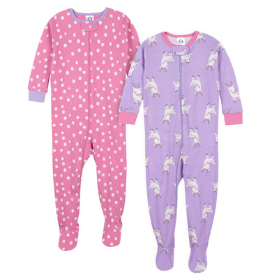 2-Pack Organic Baby Girls Deer Snug Fit Footed Pajamas-Gerber Childrenswear Wholesale