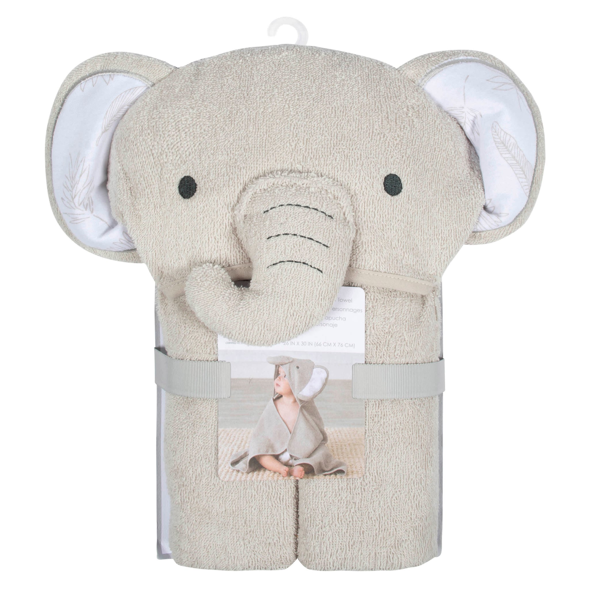 Baby Neutral Natural Leaves Elephant Bath Wrap-Gerber Childrenswear Wholesale