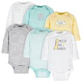 6-Pack Baby Neutral Animals Long Sleeve Onesies® Bodysuits-Gerber Childrenswear Wholesale