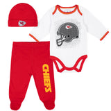 3-Piece Baby Boys Chiefs Bodysuit, Pant, and Cap Set-Gerber Childrenswear Wholesale