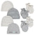 8-Piece Organic Baby Neutral Elephant Stripe Cap and Mitten Set-Gerber Childrenswear Wholesale