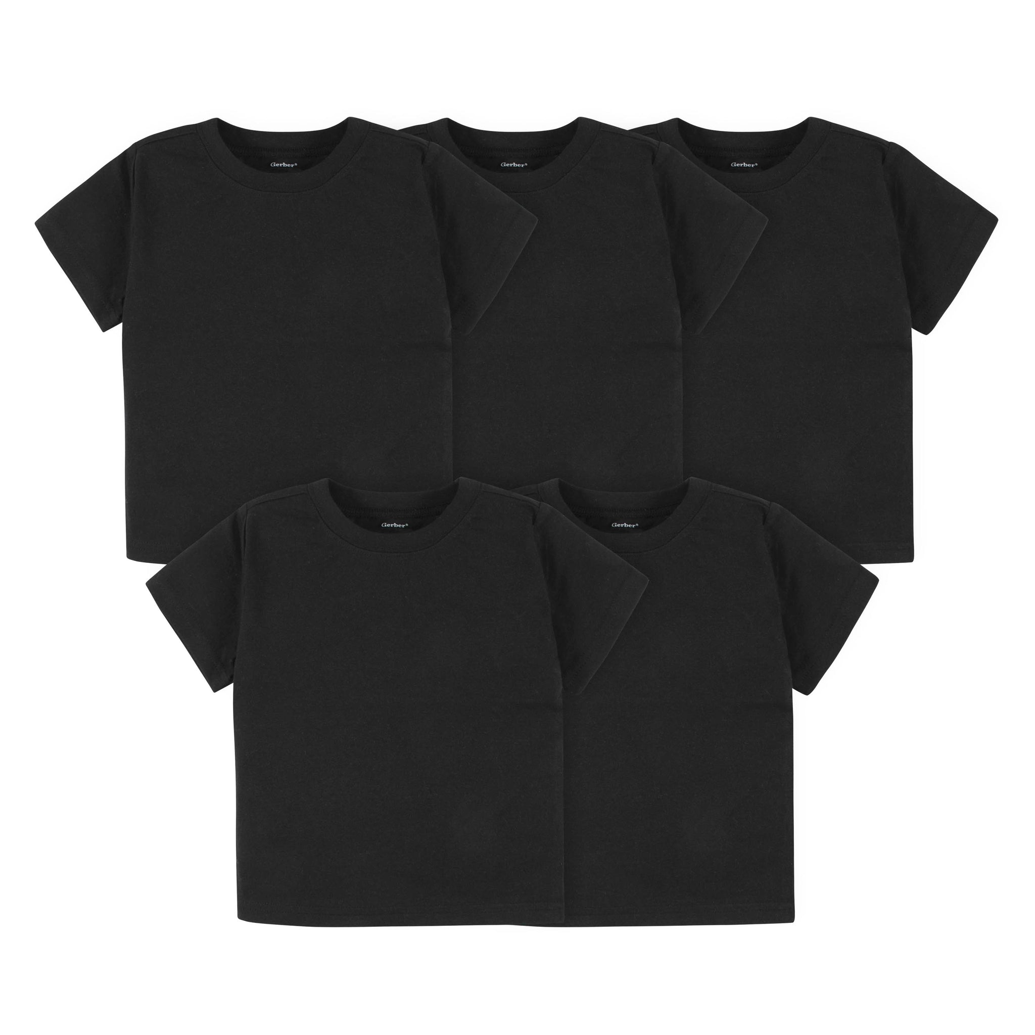 5-Pack Black Short Sleeve Premium Tees-Gerber Childrenswear Wholesale