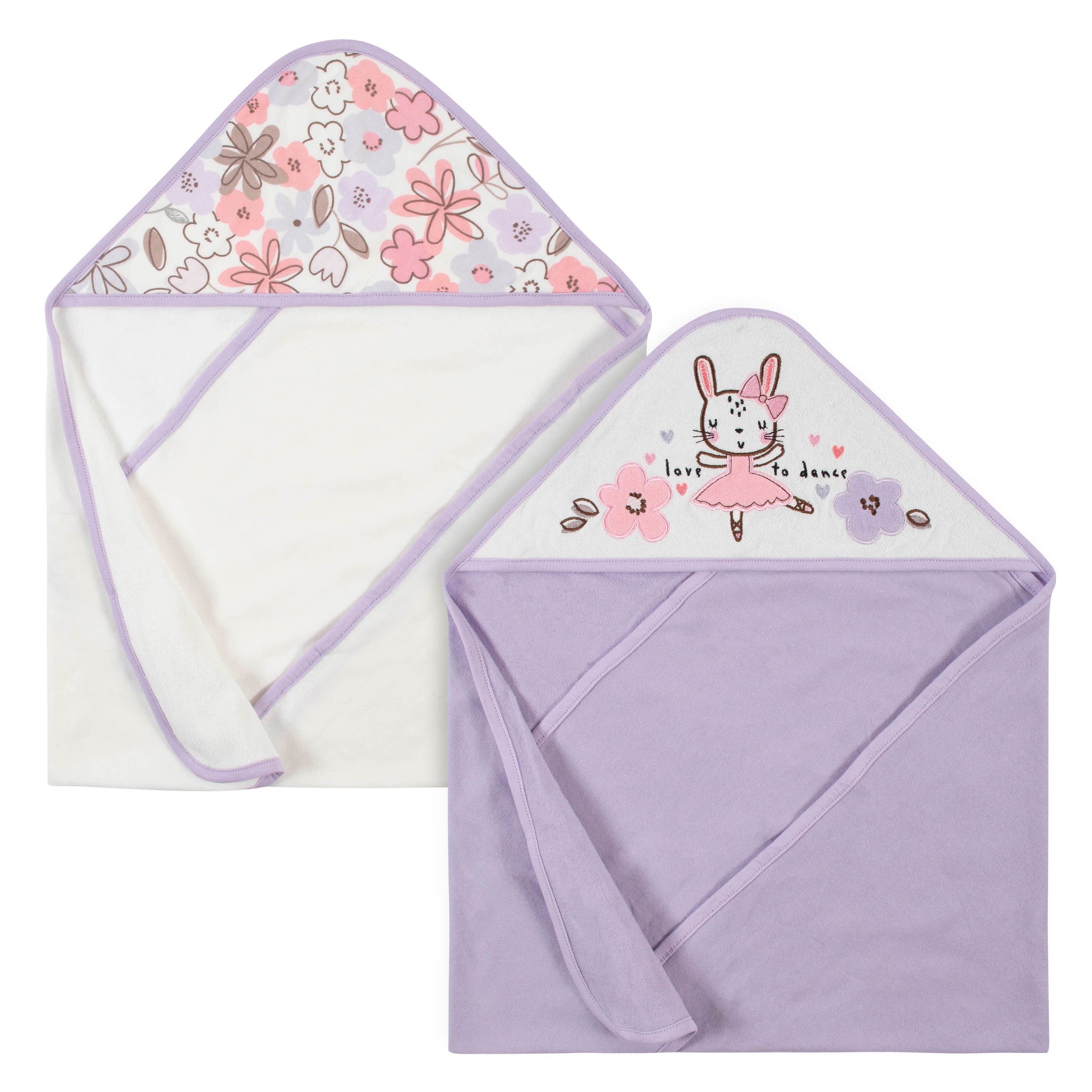 2-Pack Baby Girls Bunny Hooded Towels-Gerber Childrenswear Wholesale