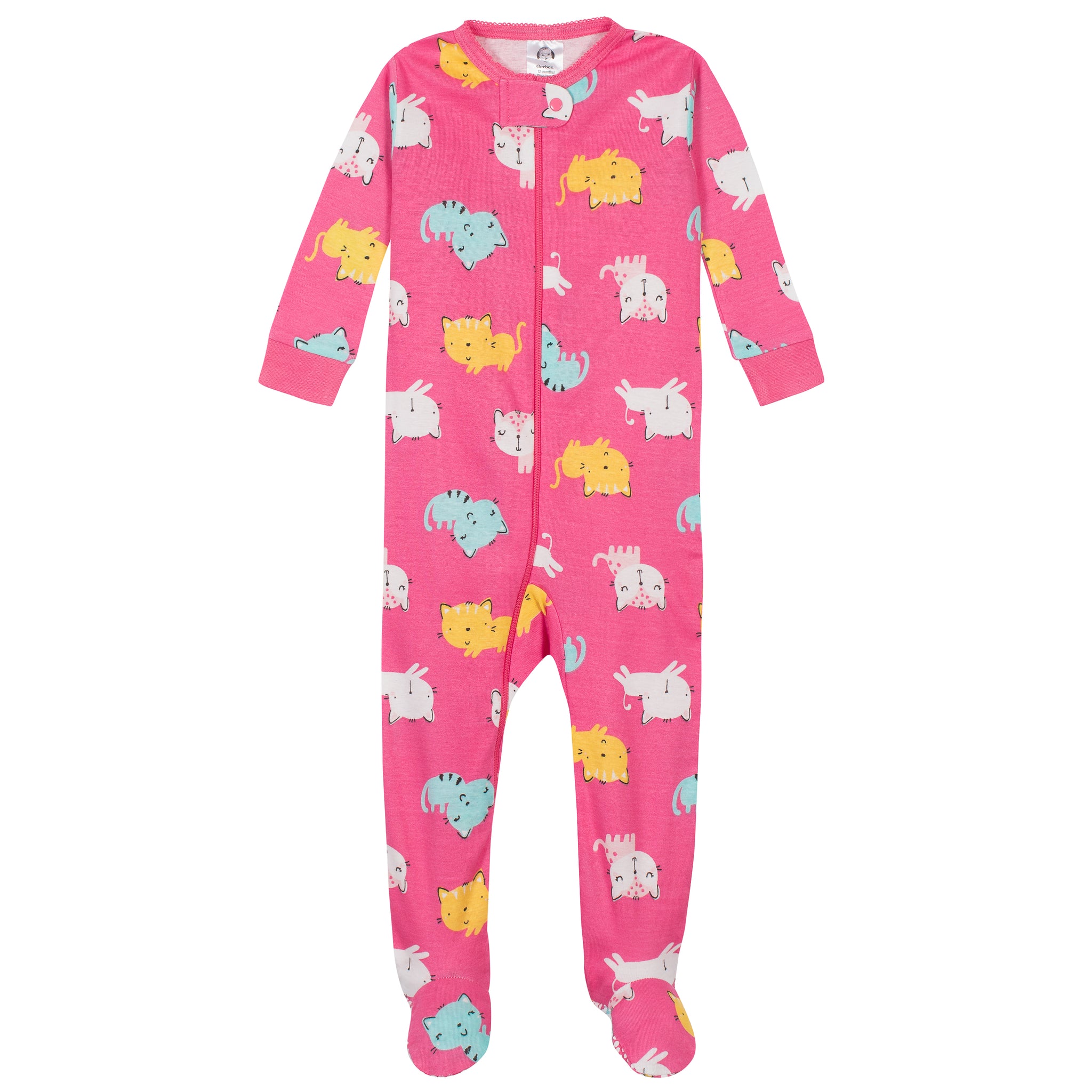 2-Pack Girls Cats Snug Fit Footed Cotton Pajamas-Gerber Childrenswear Wholesale