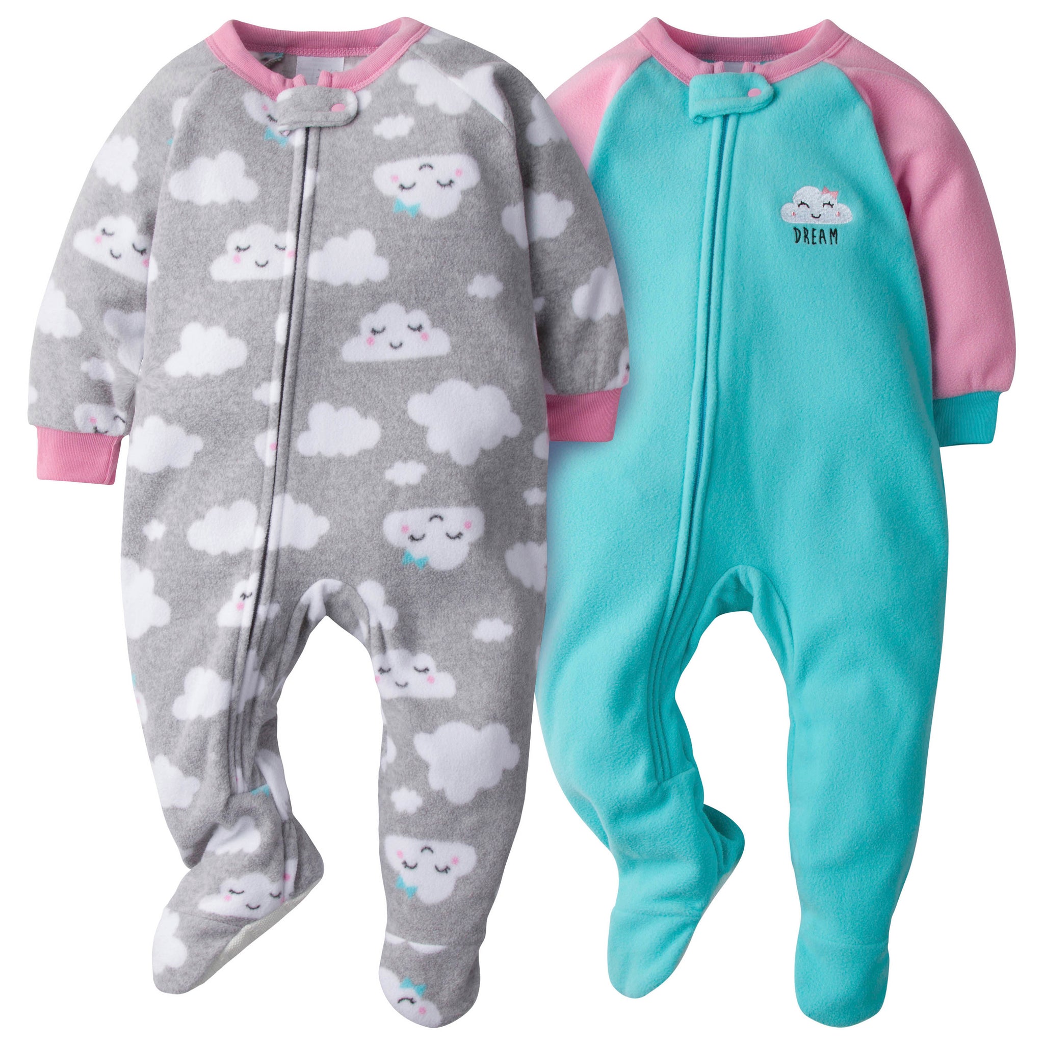 2-Pack Baby Girls Clouds Blanket Sleepers-Gerber Childrenswear Wholesale