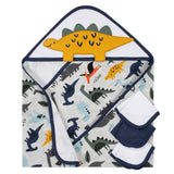 4-Piece Baby Boys Dino Hooded Towel & Washcloths Set-Gerber Childrenswear Wholesale