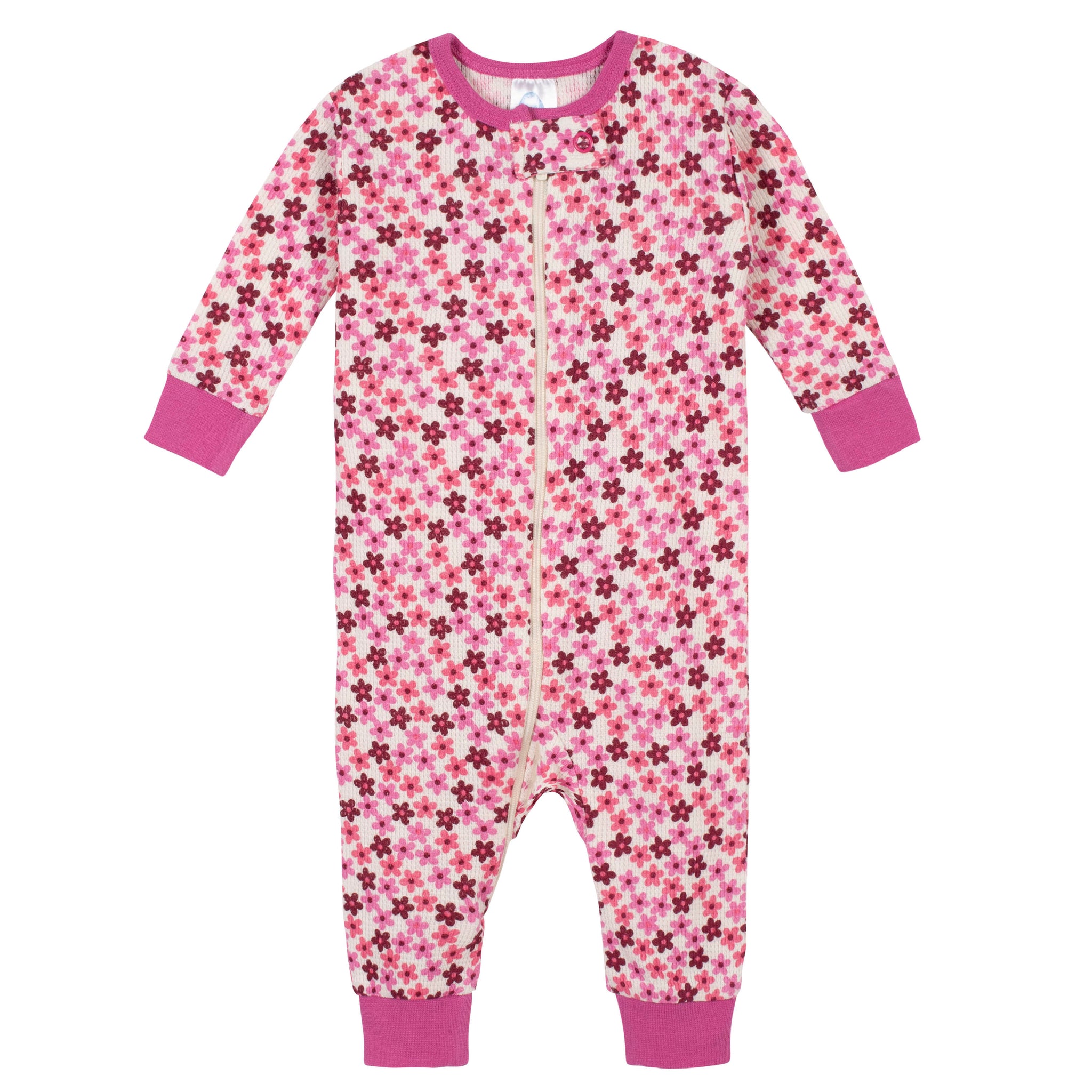 2-Pack Baby Girls Floral Thermal Footless Unionsuits-Gerber Childrenswear Wholesale