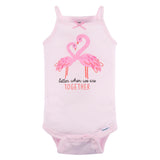 4-Pack Baby Girls Flamingo Fun Sleeveless Onesies® Bodysuits-Gerber Childrenswear Wholesale